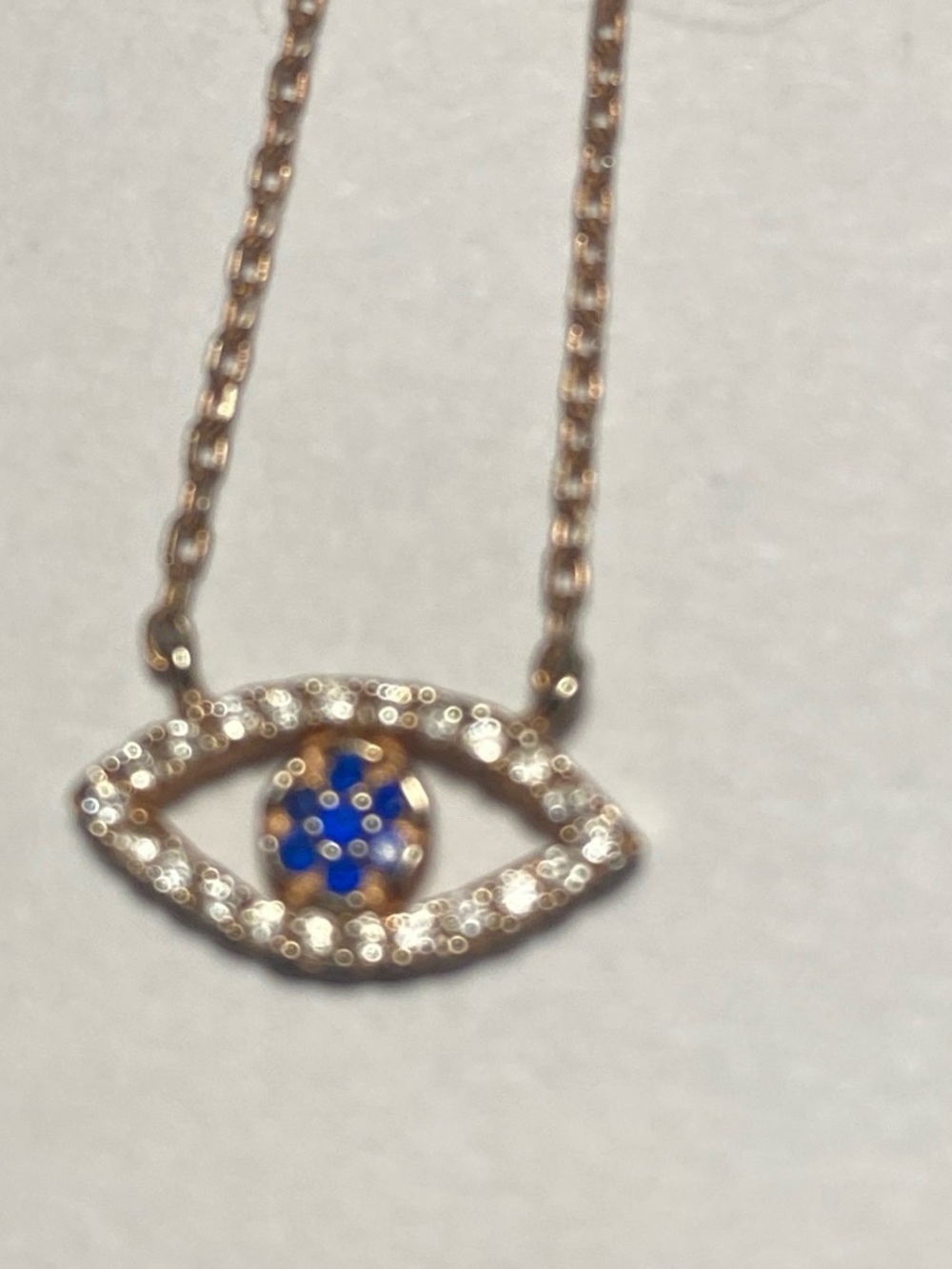 .925 Silver Evil Eye Necklace with Blue Center